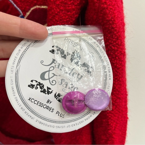 Parsley & Sage Red Hat Society Applique Jacket Button Front Long Sleeve Large - Picture 10 of 11